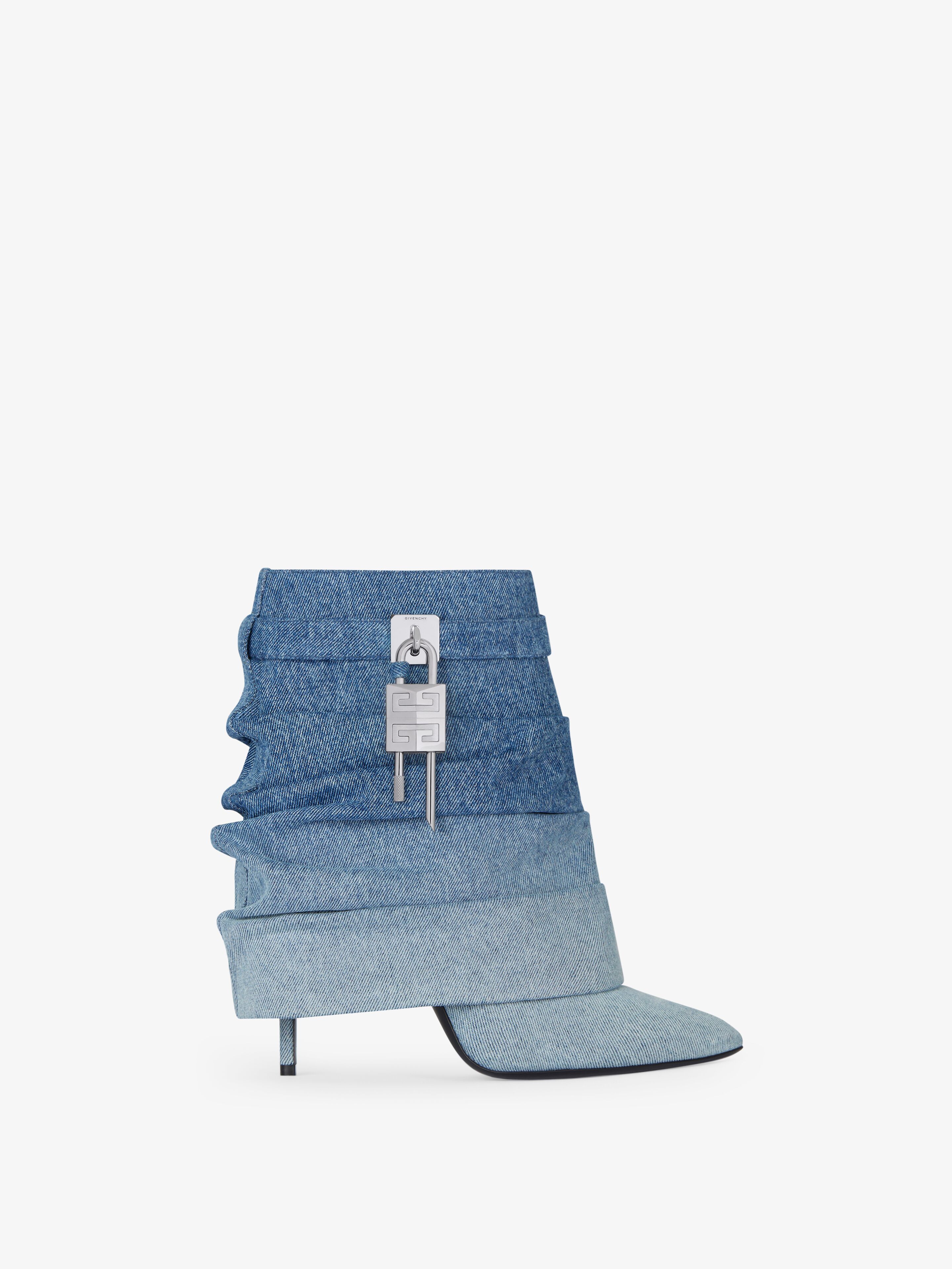 Shark Lock Stiletto ankle boots in gradient denim